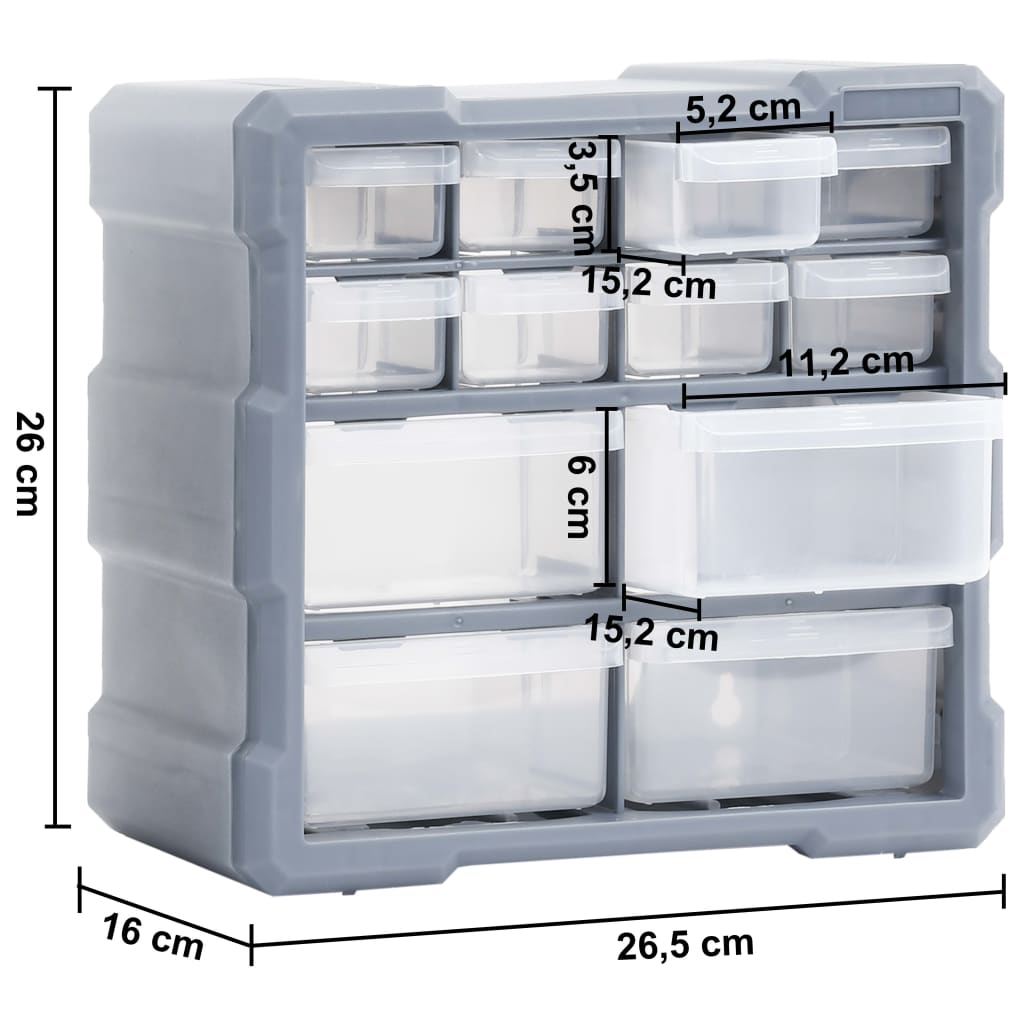 Vidaxl Organizer mit 12 Schubladen, 2 Stück, 26,5 x 16 x 26 cm