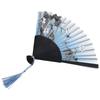 Hand Fan with For Cherry Blossom Pattern for Asian Wedding Favor and Garden Parties Folding Style with Tassel Pendant
