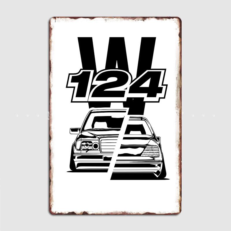 

Домашняя декоративная картина Металлический постер Для помещения Роскошный автомобиль Немецкий автомобиль W124 E-Class Классический стиль Ретро вывеска Декор стен комнаты 20x30cm（7.8x11.8inch）