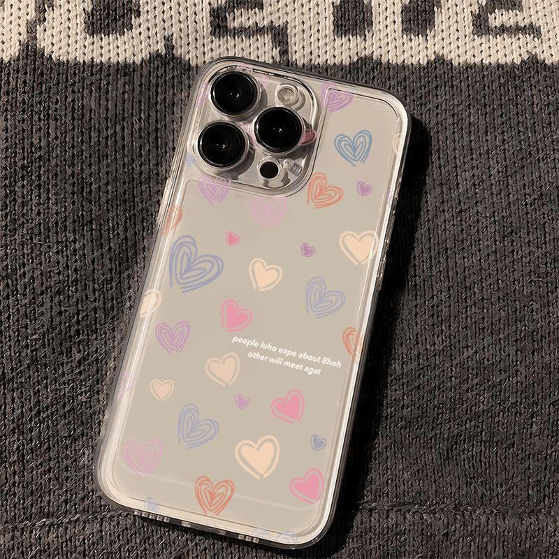 Full Screen Line Love iPhone17Promax Mobile Phone Case Is Suitable for Apple 16Pro Transparent 15 Space Case Max.
