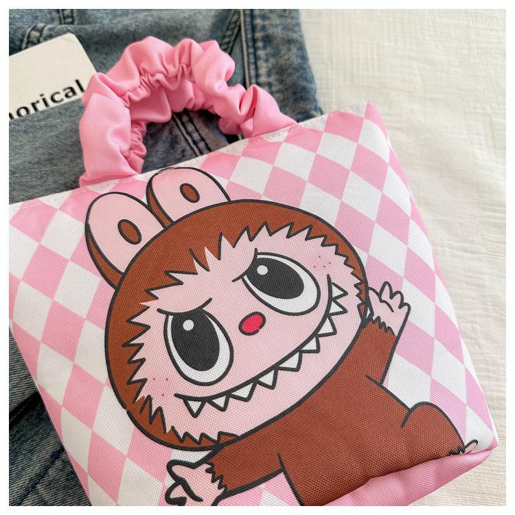 Labubu creative cartoon cute padded handbag Korean version high value ins style portable versatile bucket bag KTY