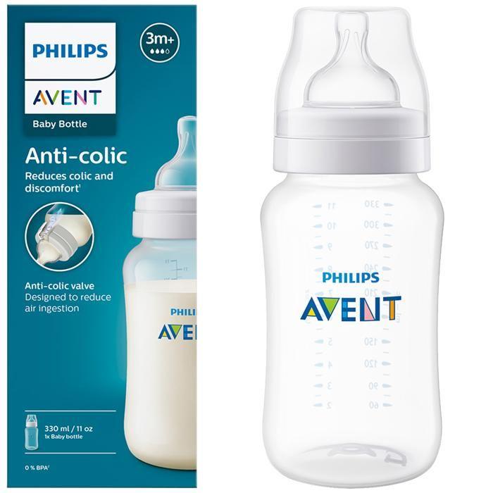 Biberon Anti Colique - Philips Avent - SCY10601 - 330ml 3M+ - Flux Moyen - Facile À Nettoyer