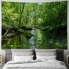 Forest Stream Scenery Tapestry  Peaceful Natural Landscape Decorative Hanging Cloth
