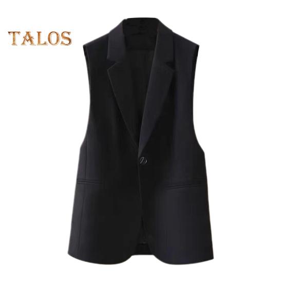 

Женский костюм, жилет, застежка на одну пуговицу, кардиган без рукавов с v-образным вырезом и лацканами, средней длины, однотонное деловое деловое пальто для поездок на работу 2XL