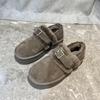 European Station frosted soft leather shoes winter round head one pedal muffin bottom warm shallow mouth cotton shoes board shoes