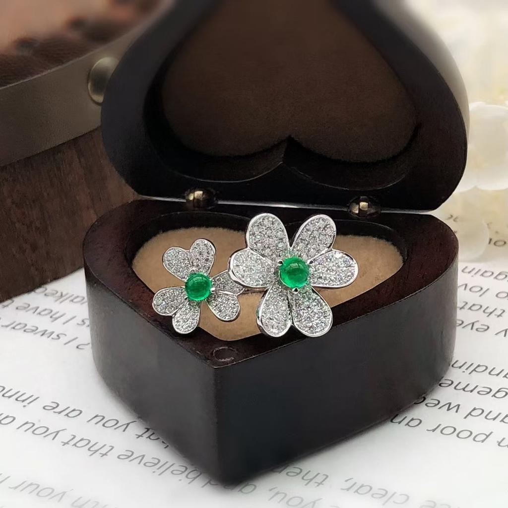 French Elegance Vintage Micro Zirconia Camellia Ring  Stamp Three Dimensional High Quality Adjustable Ring Party Wedding Gift