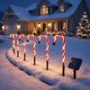 Outdoor Christmas Pathway Lights 4Pcs Solar Candy Cane Lights, Stake Waterproof Red White Decor Garden for Yard Lawn Patio Holiday Decorations