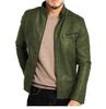 Winter Men's PU Leather Motorcycle Jacket - European/American Style, Stand Collar, Slim Fit