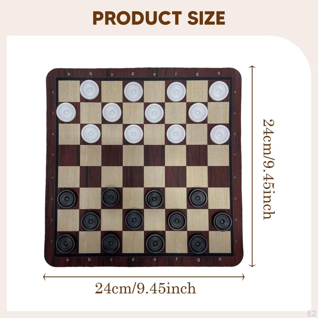Chess Game Set Kids Checkers Interactive Educational Portable Play 2.2 cm Diameter Pieces 9.45