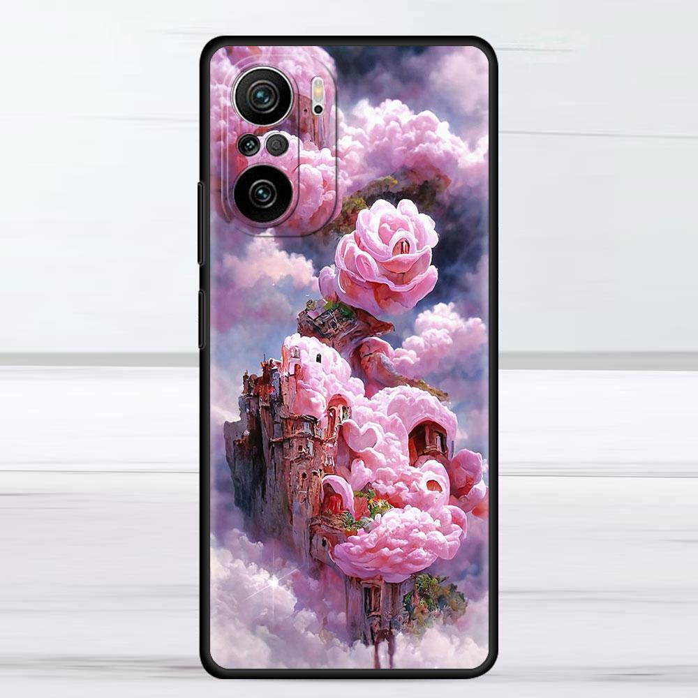 Blume Rosa Hülle für Xiaomi Redmi Note 11 10 9S 9 K40 Pro 7 8 9A 9C 8T 9T 10C 10Pro Silikon Handyhülle