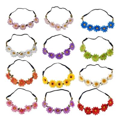 Set mit 12 Stück Handgefertigte Stirnbänder Mode Blumen-Haarband Sonnenblumen-Krone Blumen-Haarband für Damen Einzigartige Dekorationen