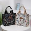 Knitted Jacquard Thickened Fabric Handbag, Mommy Daily Fashion Portable Work Sundry Storage Bag, Square Bag, Lunch Box Bag