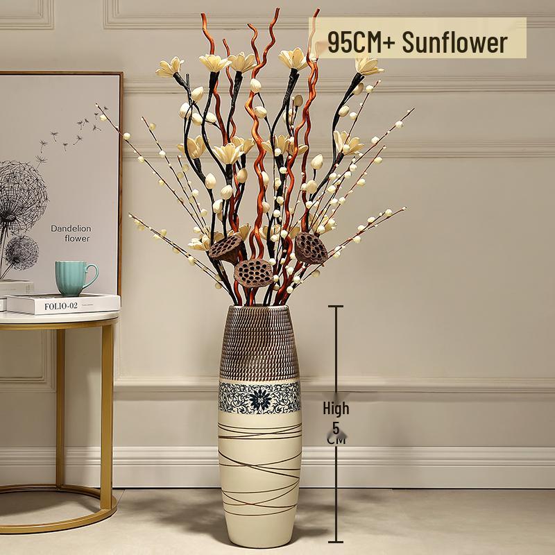 Large European-Chinese Ceramic Floor Vase for Home and Living Room Floral Decor