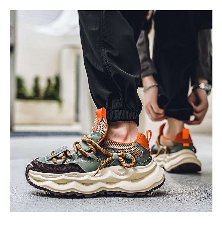 Men's 2024 Trendy Breathable Mesh Sneakers - Casual Sports, Thick Sole, Heightening Dad Shoes