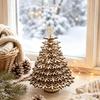 1Pcs Assemble Detachable Colorable Wooden Christmas Tree Diy 3D Snowflake Tabletop Ornament Christmas Decor Holiday Gift
