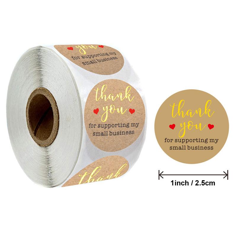 Natürliche Kraftpapier Dankeschön-Aufkleber Siegel-Etiketten Hundepfotenabdruck 1 Zoll Geschenkverpackung Schreibwaren-Aufkleber 500 Etiketten pro Rolle