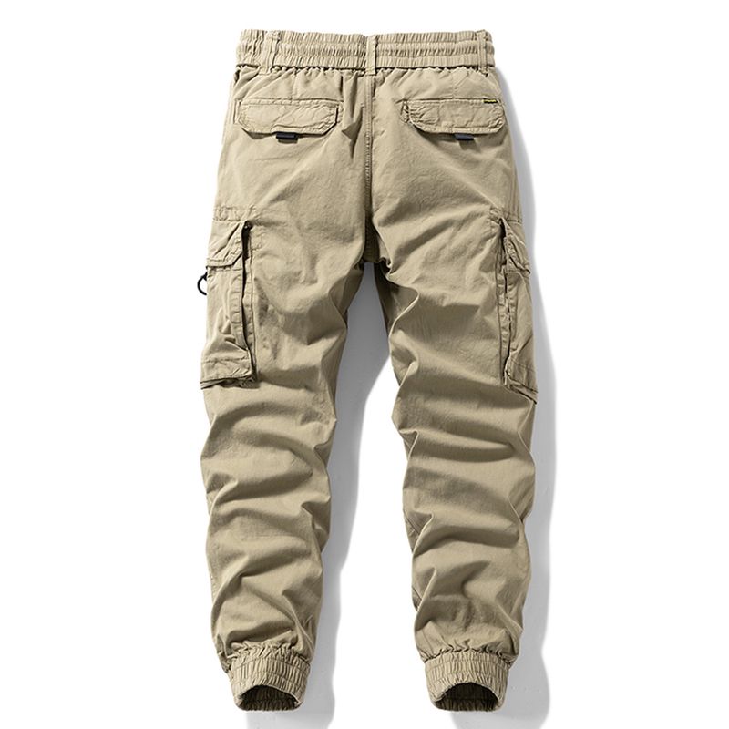 Men's Spring and Autumn Washed Pure Cotton Casual Pants, American-Style Loose Fit, Multi-Pocket, Jogger Cargo Pants, Export Surplus with Tags Removed
