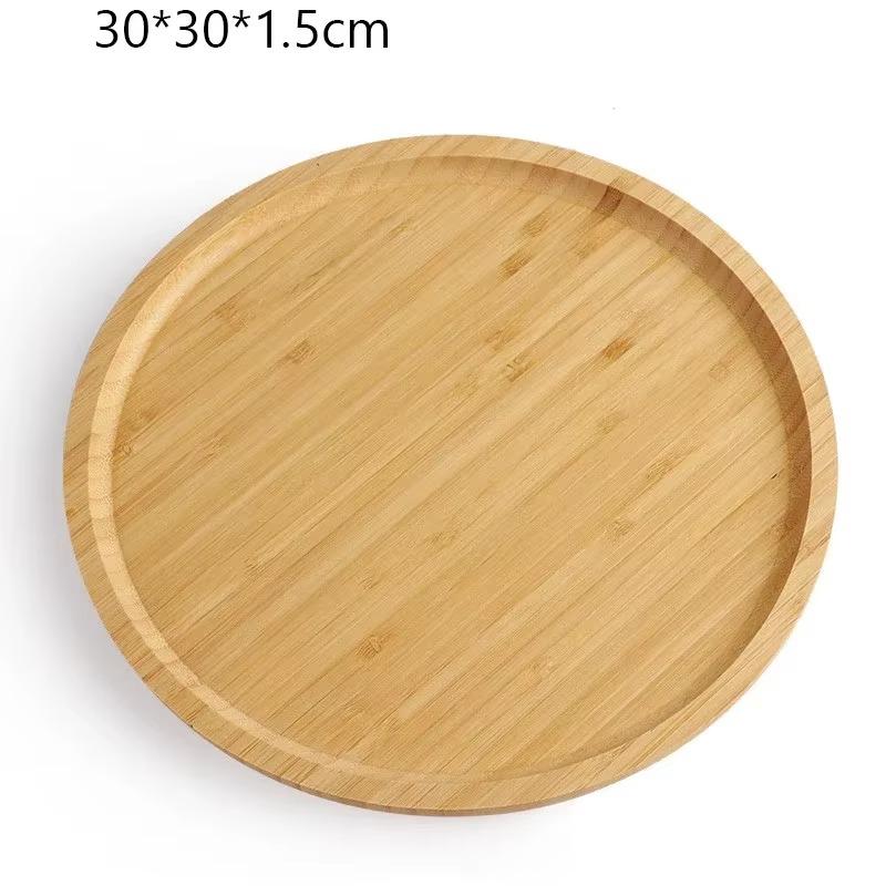 

Бамбуковый поднос 1 шт. Сухофрукты Фруктовый десерт Суши тушеное мясо с овощами Контейнер для кофейного столика Закуски Круглый поднос с отсеком 30X30cm