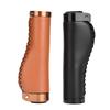 1 Pair Vintage PU Leather Lockable MTB Handlebar Grips PU Leather Grips Bicycle Handlebar Grips