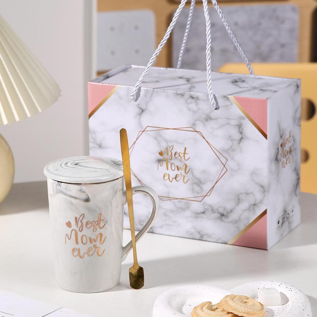 Muttertags-Geburtstags-Souvenir-Tasse mit Deckel & Löffel - Keramiktasse für Mama