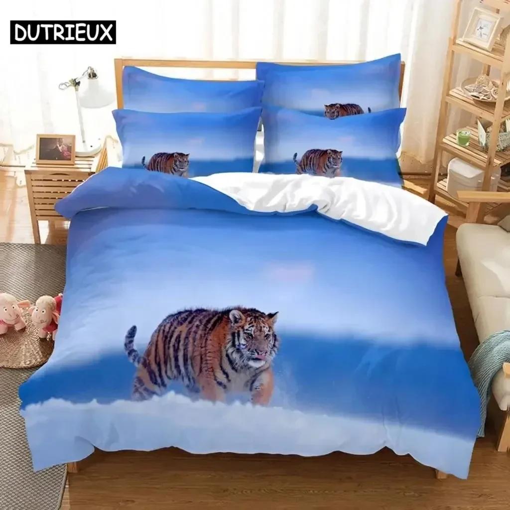 Luxury New 3D Print Tiger Comfortable Duvet Quilt Cover Pillowcase Bedding Set Children Bedroom Decoration Home Textile