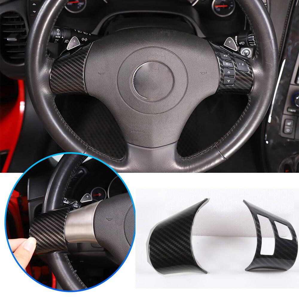 Carbon fiber ABS Interior Steering Wheel Button Trim Cover For Corvette C6 06-11