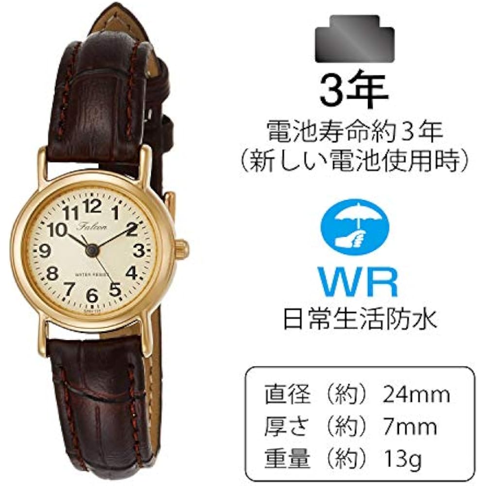 [Citizen Q&Q] Analog Water-Resistant Watch with Leather Strap QA63-103 for Women, Brown