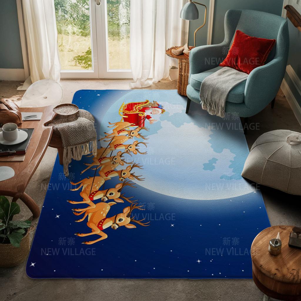 House Entrance Carpet Home Door Mat Living Room Bath Foot Bathroom Non-slip Water Absorption Rugs Bath Merry Christmas Winter