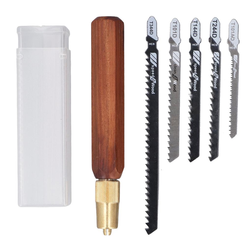 Hand Saw Hand Saw Kit Hex Shaped Rosewood Handle and 5 Jigsaw Blades Detachable Woodworking Hand Saw Small Hand Saw Hand Saw Kit