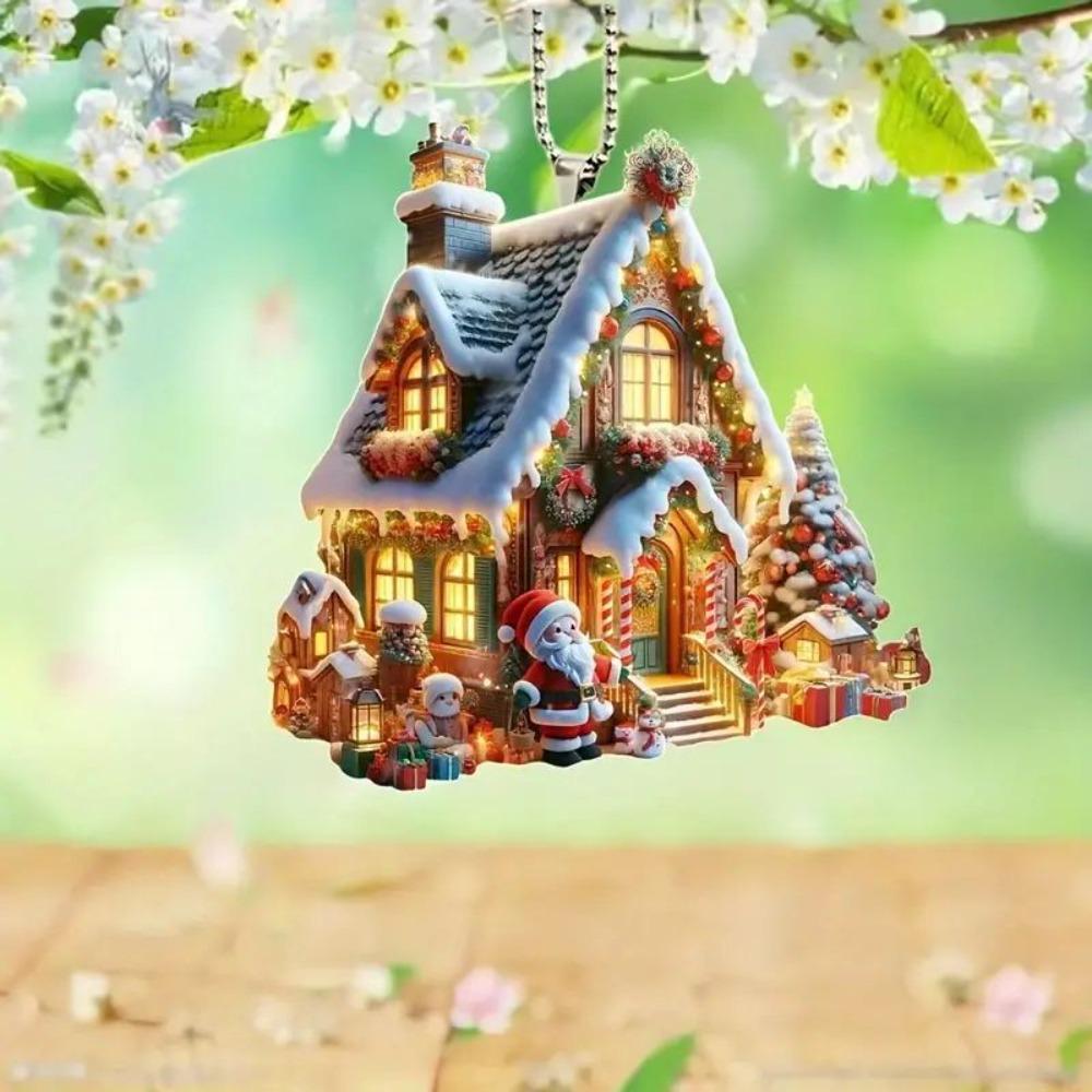 Christmas House Pendant 2D Acrylic Flat Hanging Ornament for Xmas Tree Christmas Decorations 2025 New Year Gift Home Decor