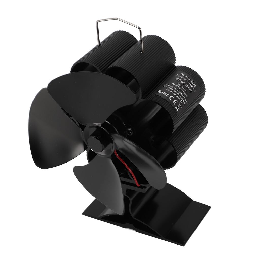 4 Blade Wood Stove Fan Anodized Aluminum Alloy Quiet Efficient Heat Powered Fireplace Fan with Magne