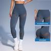 European & American High Waist Seamless Yoga Leggings - Peach Butt, Hollow Out Design for Women's Fitness & Outdoor Running