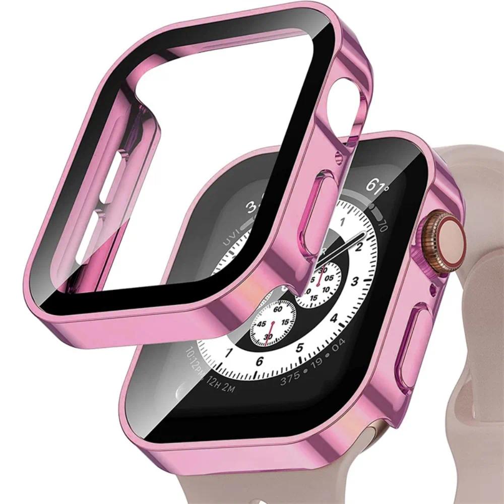 Electroplating Screen Protector for Apple Watch Cover 46 42 45 41 44 40mm  Waterproof Case+Glass for iWatch 11 10 9 8 7 6 5 4 SE