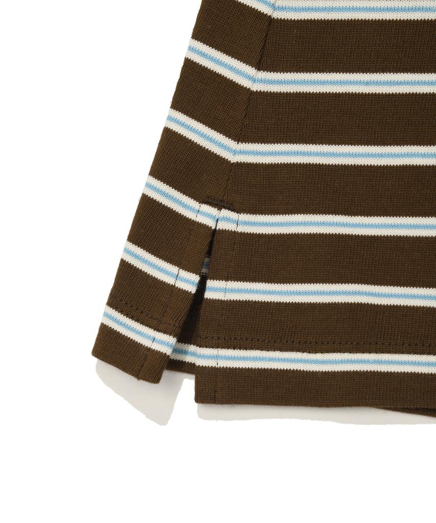 WACKY WILLY Women'S Pinstripe String Rugby Long Sleeve Brown
