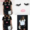 Trendy Women's Short Sleeve Graphic T-shirt With Black And White Print For Stylish Streetwear