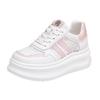 Mesh Breathable White Shoes for Women Spring Thick-soled Platform Thin Casual Shoes Color Matching Lace Sneakers