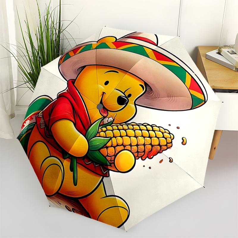 

Winnie and friends Themed Travel Umbrella-8 Ribs Automatic Opening and Closing, Portable Folding Design, Compact and Stylish Umbrella