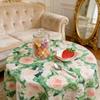Obrus Sezonowy Letni Wodny Druk Kwiatowy Okrągły Odporny na Rozlania Odporny na Zmarszczki Pokrowiec na Stół Wystrój Domu