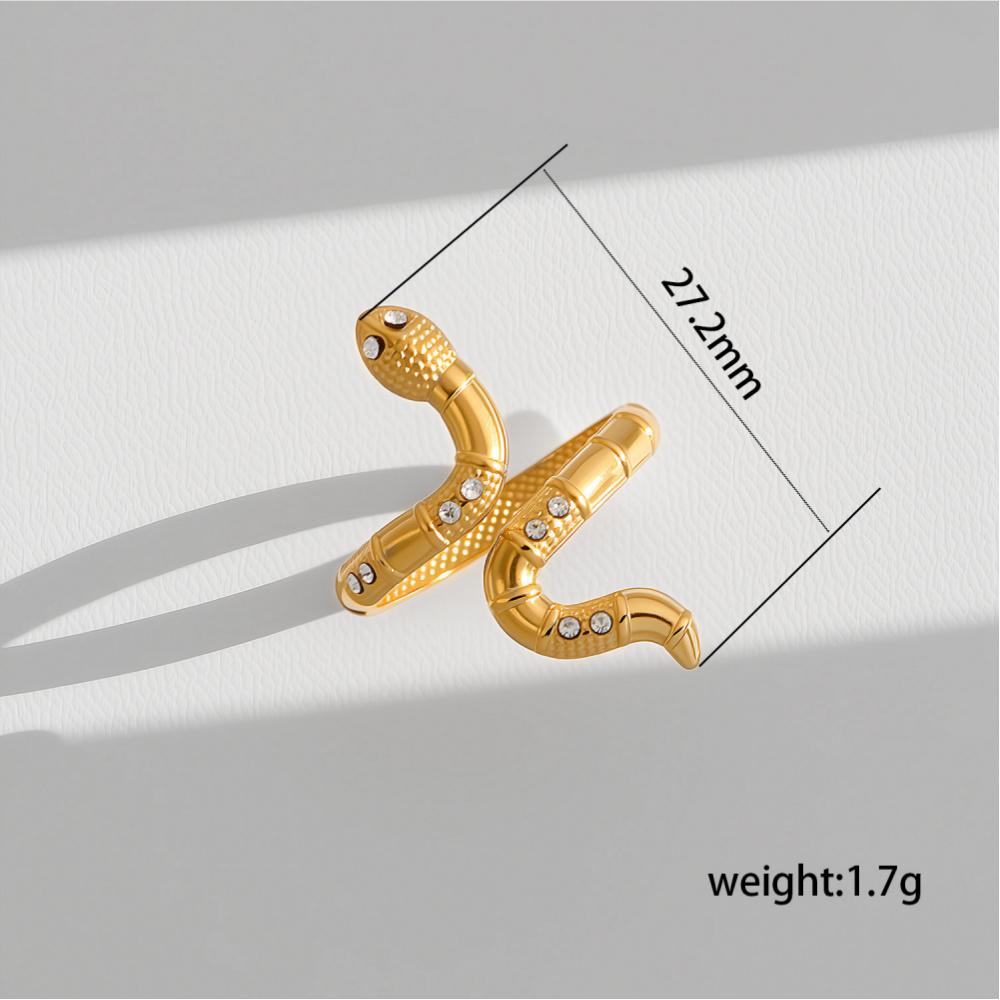 Zircon Snake Rings for Women Men Stainless Steel Gold Color Open Adjustable Ring Vintage Gothic Aesthetic Jewelry Anillos Mujer