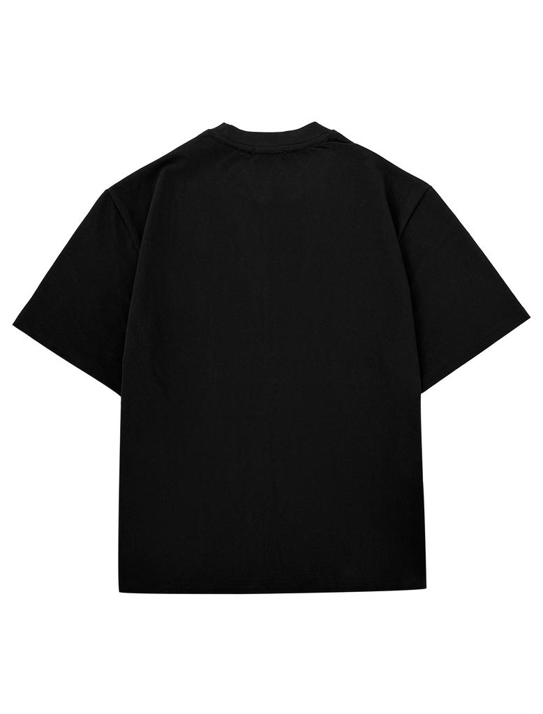Lupeu Blur Logo Print Oversized Half-Filled Black
