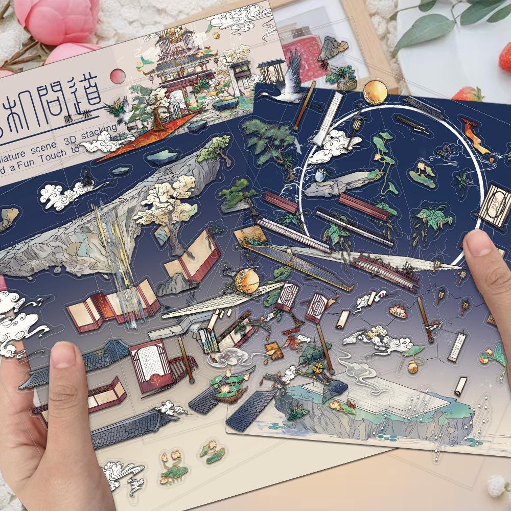 Miniature Shrinking World Mystery Niche Decompression PET Transparent Stickers for Journals