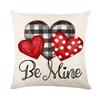 Valentine's Day Linen Love Plaid Double-Side Printed Pillowcase Home Living Room Sofa Decoration Cushion Cover