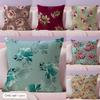 Classic Floral Print Cushion Cover Durable Hypoallergenic Organic Linen Short Pillow Cover Washable