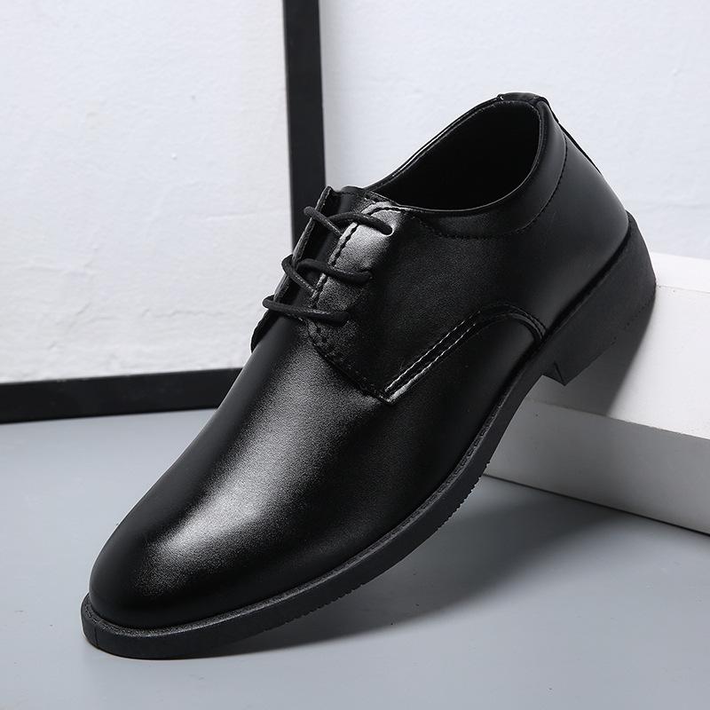 2025 Spring New Men's Leather Shoes Men's Shoes Youth Business Korean Version Black Casual Breathable Dress Leather Shoes Shoes