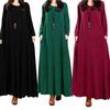 Elegant Plus Size Women Cotton Long Sleeve Vintage Kaftan Casual Maxi Dress