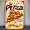 Metallposter Wandkunst Vintage Pizza Retro Dekor Küche
