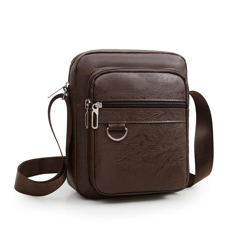 Multilayer Business Leather Crossbody Shoulder Bag for Men Lightweight Travel Casual Messenger Satchel Bags