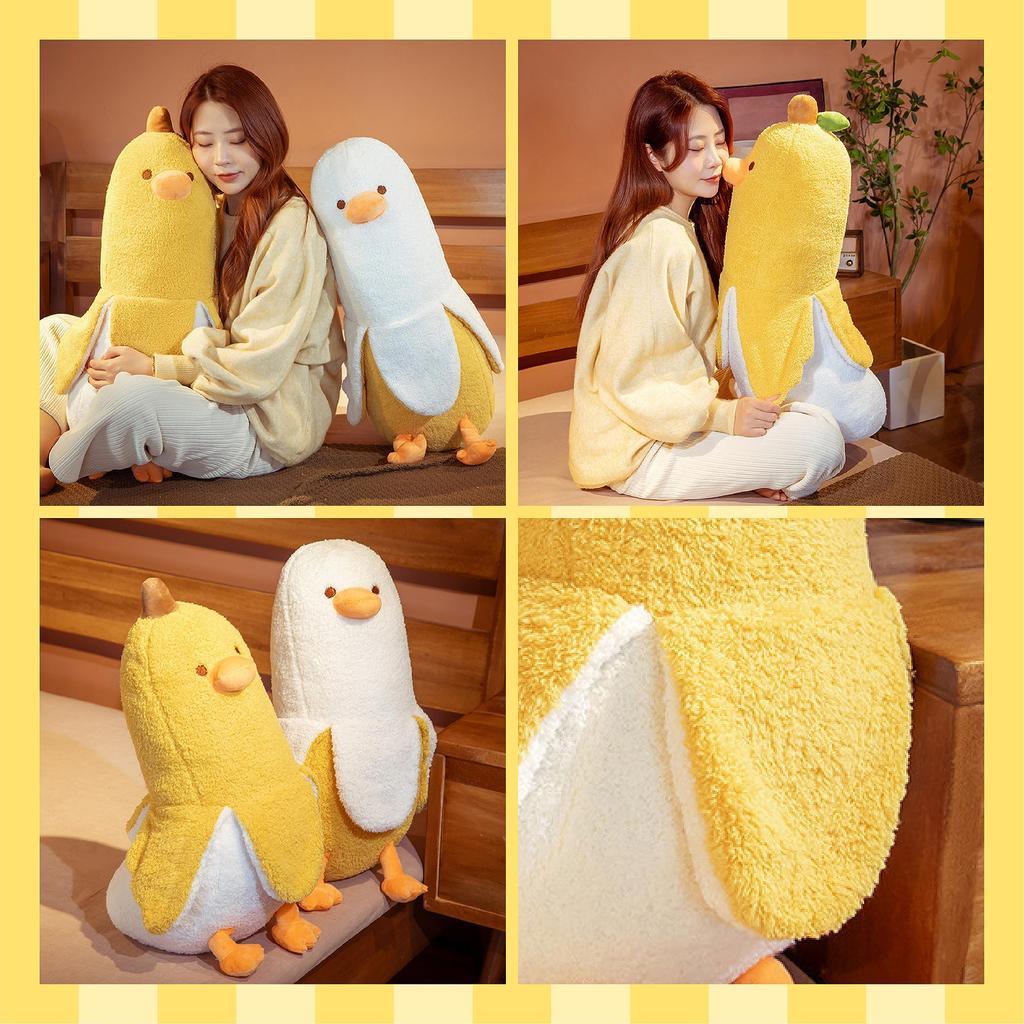 EU SOU Large Plush Body Pillow, Banana Duck, Fluffy and Long Cushion Pillow (70cm, Yellow)
