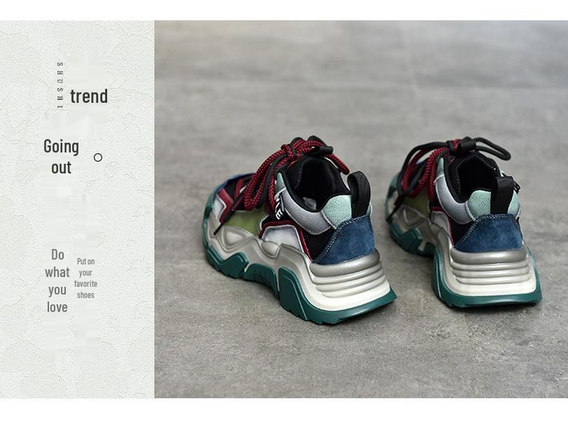 Women's Retro Genuine Leather Dad Sneakers - Autumn 2025
