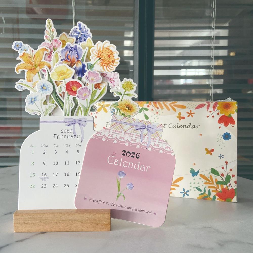 Vase Shaped Monthly Planner Detachable Base 2026 Desktop Calendar Standing Calendar for New Year